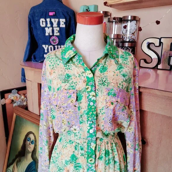 LOFT Maxi Dress Epitome of Spring Colorful Garden Size M Viscose - Picture 5 of 8